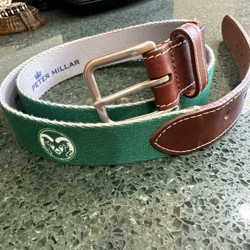 Peter Millar Embroidered Belt Colorado State University Rams 42